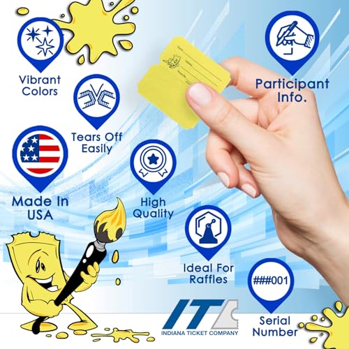 Raffle Tickets Roll, Yellow, 10,000 Consecutively Numbered