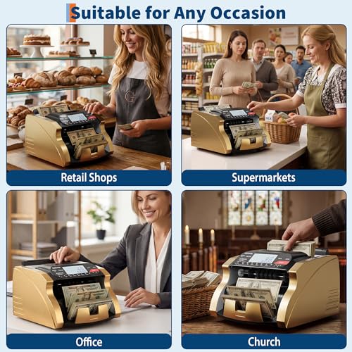 Multi-Function Money Counter Machine, UV/MG/IR/DD/MT, Add & Batch Modes, Cash Counter with LCD Display