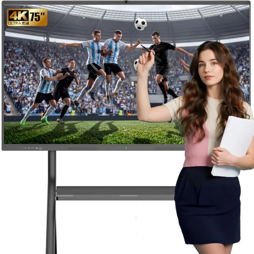 YCKJNB 75″ Smart Boarad, 4K UHD Touchscreen Display Electronic Whiteboard Built in Ultra High Definition Camera Open App Ecosystem, Interactive Whiteboard for for Business Office Classroom Home