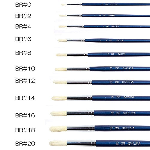 Sakura Craypas BF#12 (10) Paint Brush, Pig Hair, Flat Type, 10 Pieces