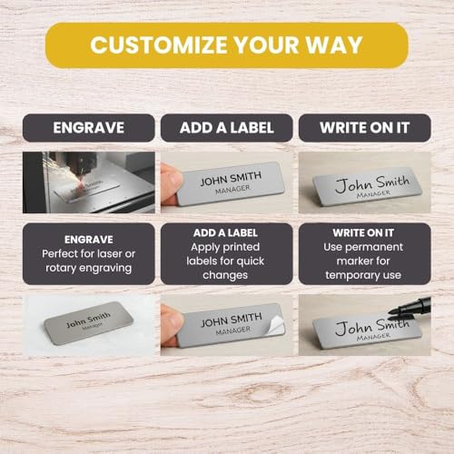 Name Tag/Badge Blanks - 100 Pack - 1-1/2" X 3" (Brushed Silver) Round Corners, Magnetic Backing