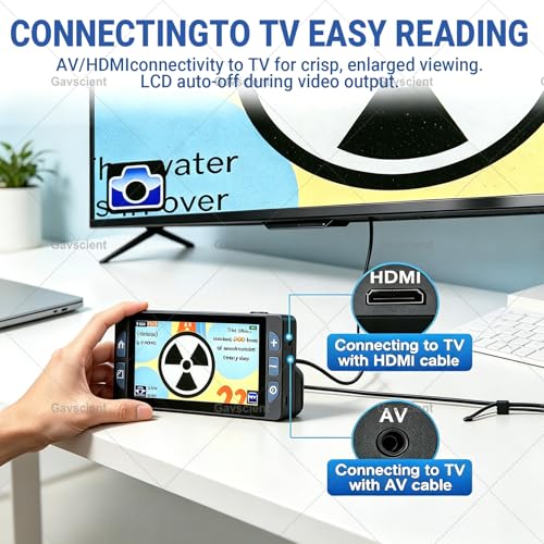 Portable Digital Magnifier, 5.5 inch Display Screen 2X/8X/15X/32X Electronic Reading Aid, Dual Camera Screen Lock Electronic Magnifier, for Visually Impaired