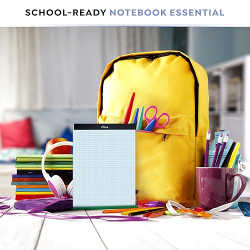 Alitte Graph Paper Pad, Pack of 12, White Letter Size - 4x4 Quad Grid Paper, Easy-Tear Perforations, 8.5 x 11 Cardboard Backing - Graph Notepads for School, Office -50 Sheets per Pad