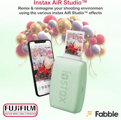 Fujifilm Instax Mini Link 3 Smartphone Printer with Instax Mini Films and Free Bonus Microfiber Cleaning Cloth... (Sage Green, 3 x Twin Pack (60 Sheets))