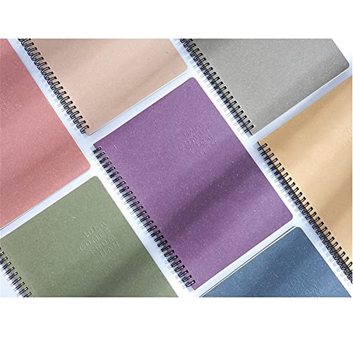 NSUQOA JSEIAJB A5 Hard Cardboard Material Coil Loop Spiral Notebook Horizontal Line Diary Note Pad Student Notepad(Style H)
