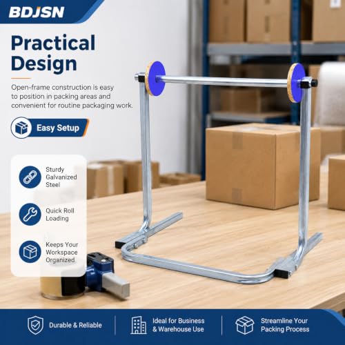BDJSN Floor Standing Bubble Wrap Dispenser, Galvanized Steel Packing Roll Holder with Side Guides, Quick-Change Clip, 64 Cm High, 6 Width Options for Warehouse Shipping and Moving Supplies 30cm