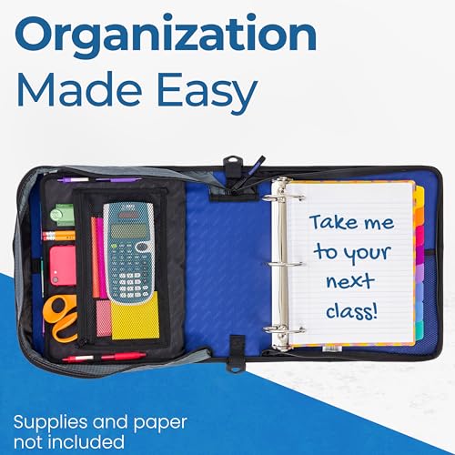 Case-it School Zipper Binder | 3" O-Rings | 600-Sheet | D-146 Midnight Blue