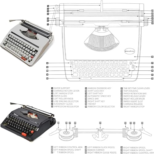 Traditional Portable Manual Typewriter, Machine Typewriter, Old Fashioned Manual Typewriter Portable Flexible Buttons Clear Handwriting with Case- Literary Retro Collection Gift(White)