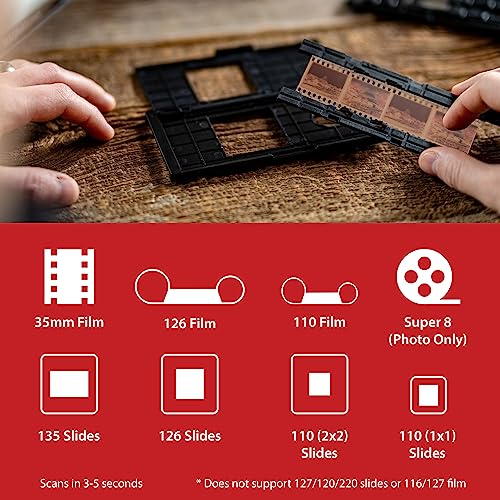 Magnasonic 25MP Film Scanner with Large 5" Display & HDMI, Long Tray Slide Film Holders, Converts 35mm/126/110/Super 8 Film & 135/126/110 Slides into Digital Photos, Built-in Memory (FS70ST01)