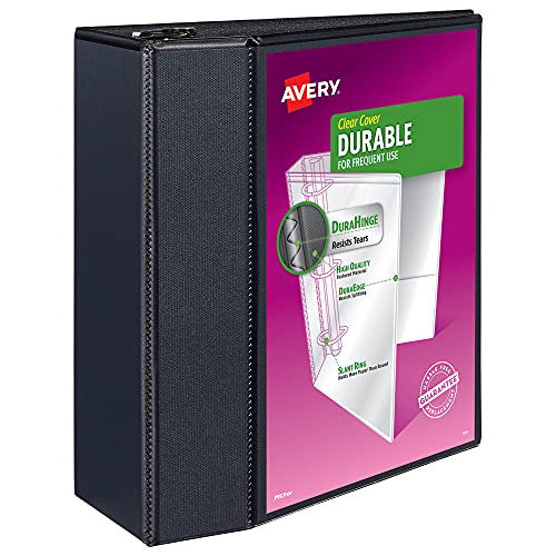 Avery(R) Durable View 3 Ring Binder, 5 Inch EZD Rings, 1 Black Binder (09900)
