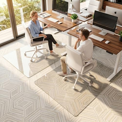 Antok 36"x48" Tempered Glass Chair Mat, 0.2" Heavy Duty Floor Mat, Office