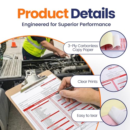 Annual Vehicle Inspection Record Kit, 30 Sets, NCR Forms and Red Labels