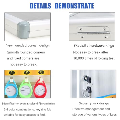 MPYEKP Small Key Lock Box, Locked Key Rack Wall Mount, with Key Lock, Key Hooks & Tags Key Labels(96Key)