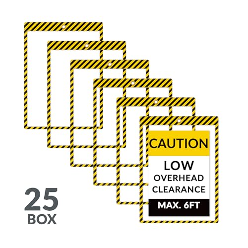 C-Line Safety Striped Shop Ticket Holders, Yellow/Black, 25/Box (44101)