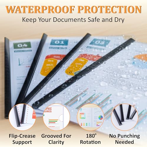 50 Pack Report Covers with Sliding Bar Clear Plastic Presentation Folders