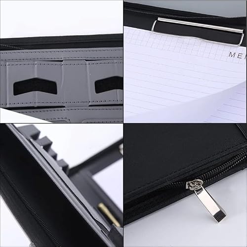 Portable Business Padfolio Portfolio Case Handle PU Leather Folder for School Office Conference Notepad