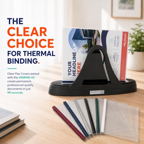Peleman Thermal Binding Clear Covers with Steel Spine –for Thermal Binding Machines – Formerly Unibind – Used in Real Estate, Education and Various Businesses (Dark Green, 160 Sheets Max - 44/Box)