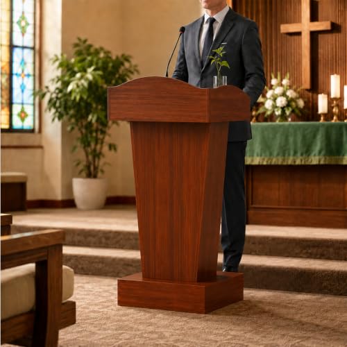 BGEDL Wooden Podium Floor Standing Speaking Lectern Church Pulpit Podium
