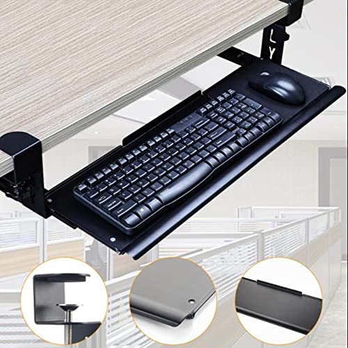 DIBAKO Ergonomics Desk Platforms，Retractable Keyboard Tray，Large Keyboard Platform Under Desk，Extender Drawer Multipurpose for Keyboard (Color : Black)