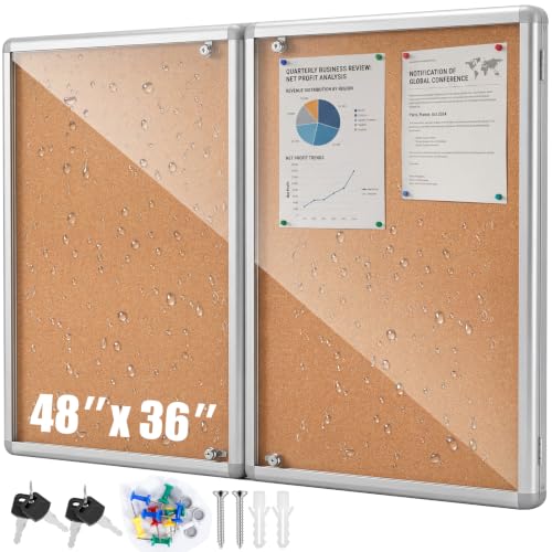 47.2" x 35.6" Enclosed Outdoor Bulletin Board, Lockable Notice Board