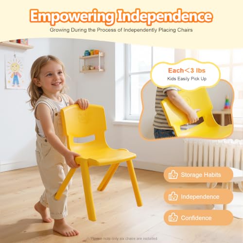 6Pcs Stackable School Chairs, Colorful Kids Plastic Chair, Colorful1