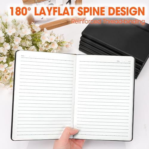 BGUP 12 Pack Lined Journal Notebook for Work, 200 Pages, Medium 5.5 in x 8.3 in, A5 College Ruled, Hardcover Journaling Notebooks for Writing, Note Taking, Fit for Business Work School Home (Black)