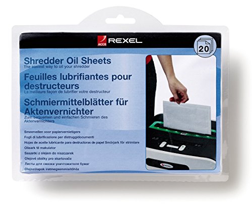 Rexel Shredder Oil Sheets, Pack of 20, A5 Size, Shredder Maintenance, 2101949, White