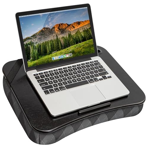 LAPGEAR Designer Lap Desk – Gray Argyle, Fits 15.6” Laptops