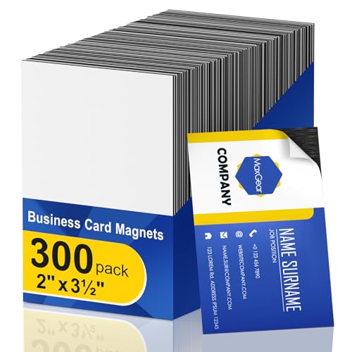 MaxGear 300 Pack Business Card Magnets Peel and Stick,Self Sticky Name Card