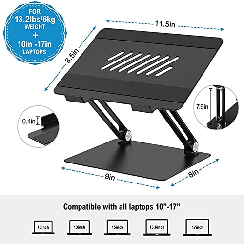 Feilx Laptop Stand, Adjustable Laptop Stand, Ergonomic Laptop Riser Holde, Foldable Aluminum Alloy Computer Stand with 10 to 15.6 Inches Notebook Computer (Color : Silver)