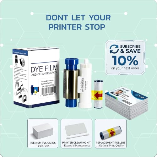 Magicard MA100YMCKO Color Ribbon - YMCKO - 100 Prints with Bodno Premium CR80 30 Mil Graphic Quality PVC Cards - Qty 100