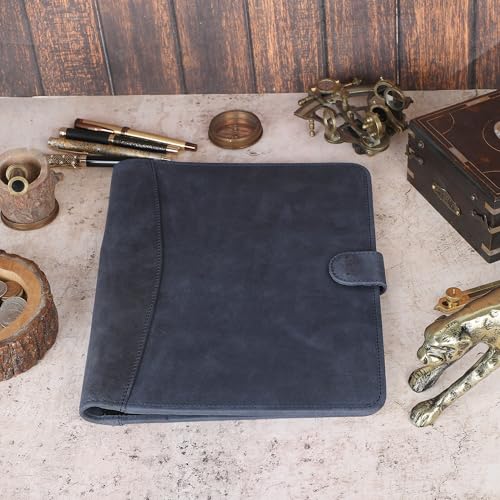 CestAntiQ Full Grain Leather Legal Pad Portfolio Organizer for Work - Blue