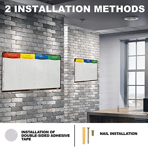 PMXBOARD 4 Column Kanban Board, Full Magnetic Dry Erase Scrum Board, Flexible Wall-Mount Agile Whiteboard for Task Tracking, Workflow Management, Project Planning, 4 Markers & Eraser