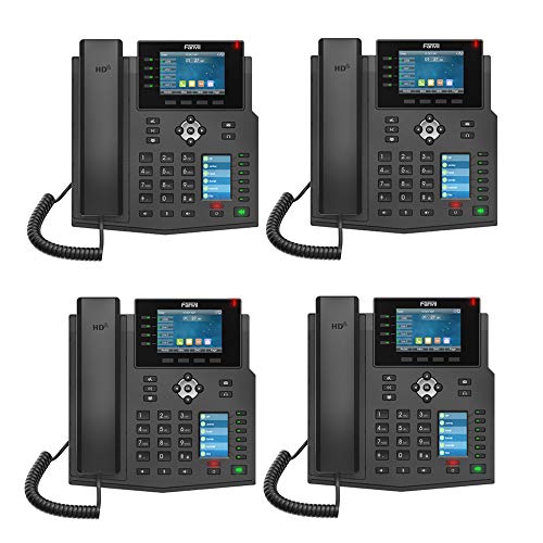 Fanvil X5U High-end Executive IP Phone with 6-line Gigabit Color Display Phone - 40 DSS Keys (4-Pack)