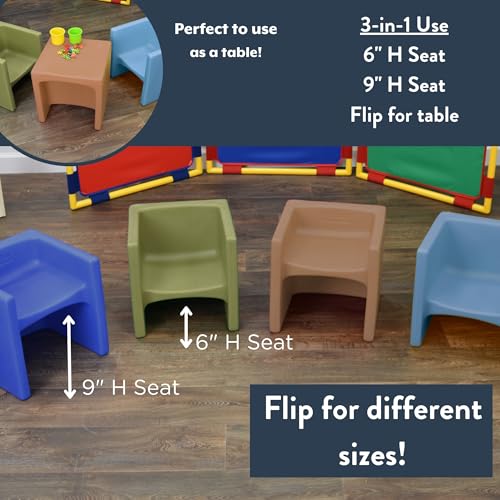 Children's Factory Cube Chairs, Set-4, Woodland CF910-047, Classroom Furniture, Kids Daycare and Preschool Flexible Seating, Toddler Reading Chair