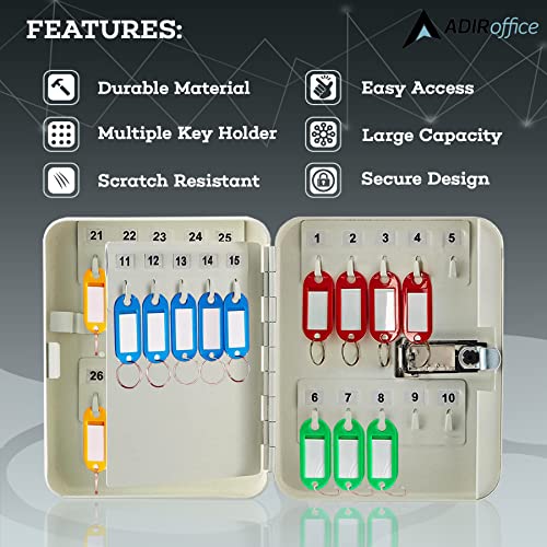 AdirOffice Steel Combination Lock Keys Cabinet Security Storage Box Organizer Holder Locked Key Box Wall Mount 30 Slots