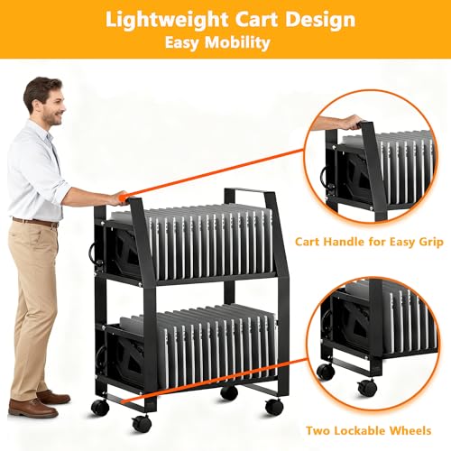 GarveeTech 32 Device Charging Cart for Laptops up to 15.6", Charging Station for Tablets Office and Classroom Use