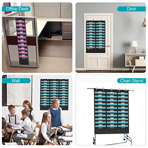 KIKIGOAL 30 Pockets Hanging Wall File Organizer, Heavy Duty Storage Pocket Chart With 30 Name Tag Pockets for File Folder and Paper, Space Saver for Office and Classroom
