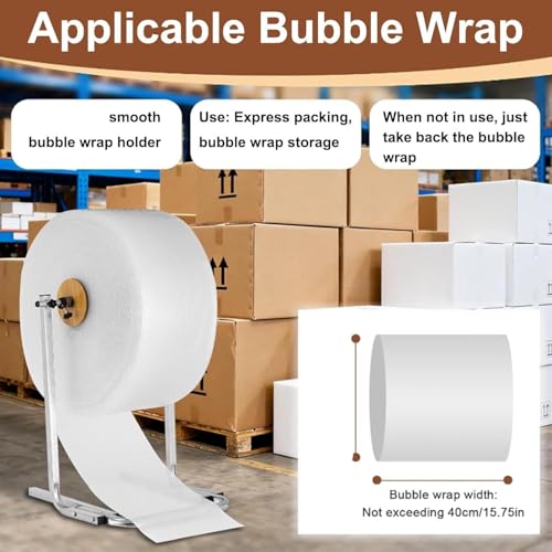 XDRGOOIUY Easy to Assemble Bubble Foam Wrap Roll Dispenser Stand, Steel, Manual Bubble Cushioning Wrap Foam Holder