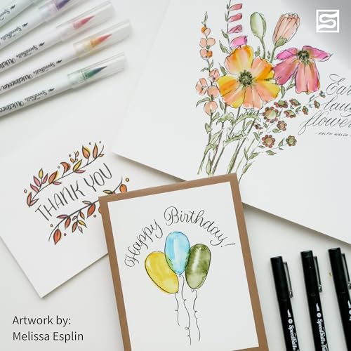 Speedball Hand-Lettering & Journaling Set, Brush Tip Pens Calligraphy, Beginners, Bullet Journaling Pens For Writing, Calligraphy Book, Bullet Journal Coloured Writing Pens, Creative Lettering