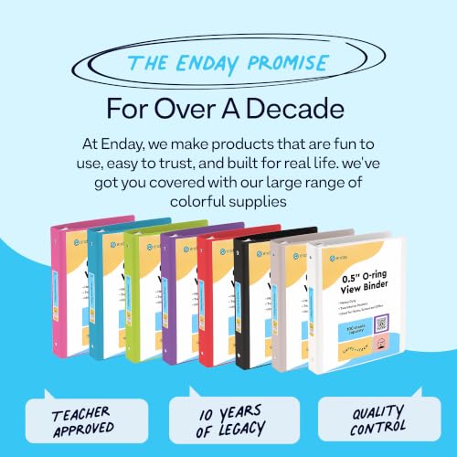 Enday 0.5 in Bulk 48Pack White 3 Ring Binder Clear View Presentation Binder 3-Ring Presentation View Binder with Internal Pockets Heavy Duty Bulk Pack for School, Teacher Classroom & Office Supplies.