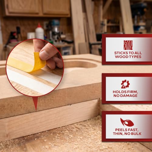 XFasten Bulk Double Sided Woodworking Tape 1-inch 1,296-Feet Total (12-Pack) Residue-Free Woodworking Tool for CNC Routing Machine, Removable Double Sided Tape for Woodworking Router Template