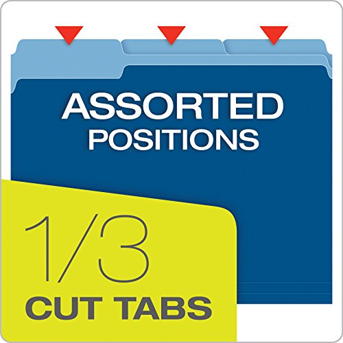 Pendaflex Colored File Folders, 100 Pack, Letter Size (8.5" x 11"), Durable Dark Blue Folders, 3 Tabs for Easy Labeling, Colorful School, Office & Home Document Organization