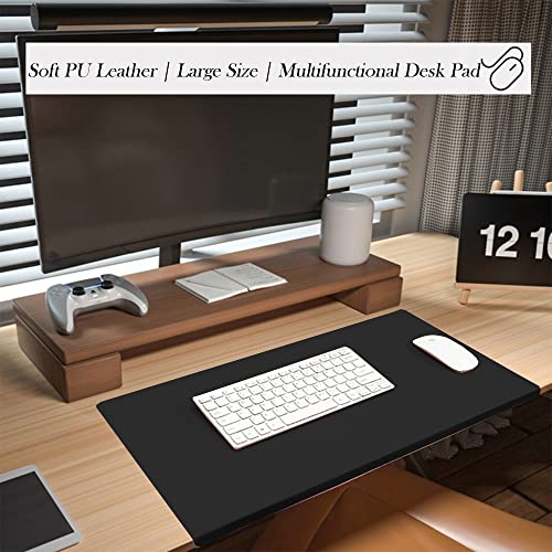 Soft Office Desk Mat - Laptop Desk Mat - Home Desk Writing Pad - PU Leather Desk Blotter Pad - Desk Protector Pad - Extended Mouse Pad - with Edge Protector - 150x60cm,Brown