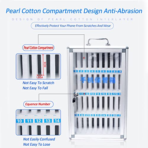 GFAZXDS Aluminum Alloy Pocket Chart Storage Cabinet,Wall-Mounted Pocket Chart Storage Locker Box with A Lock, for Cell Phones (OneColor 24 Slots)