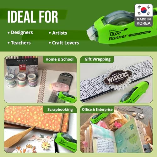 TAPE RUNNER Double Sided Adhesive with Dispenser Roller Included - Photo Safe, Sticky, Clear & No Mess - Ideal for Scrapbooking, Crafts & More - Retractable (315 inches per Cartridge), 40 Cartridge