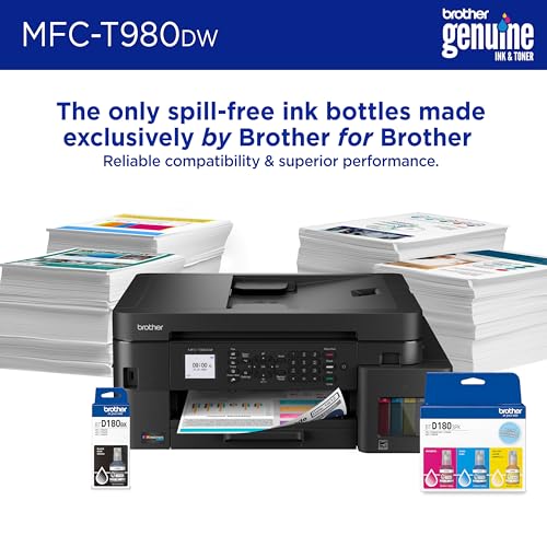 Brother INKvestment Tank 980 Wireless and Ethernet Color Inkjet All-in-One Printer with Multipurpose Tray | Includes up to 3 Years of Ink in-Box(1) and Limited Warranty(2) (MFC-T980DW)