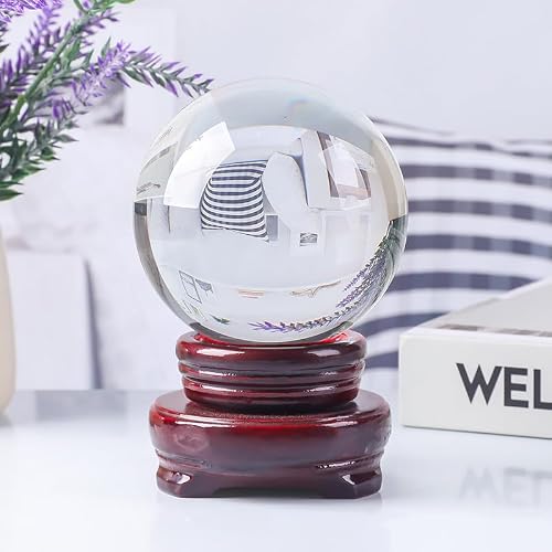 NIBHZ Multi Color Transparent Crystal Ball Crystal Ball Ornaments Home Decorations Paperweight Ornaments Feng Shui Decorations Crystal Base,Clear,150mm