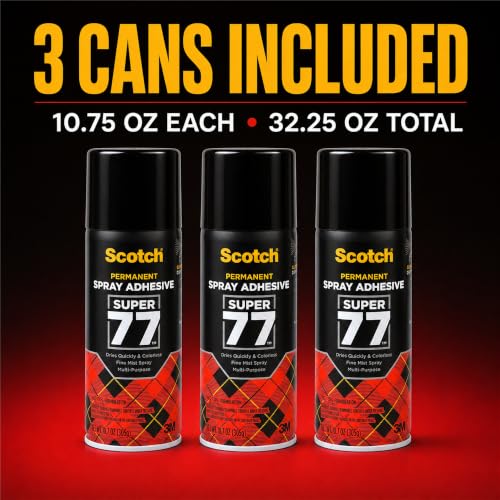Scotch Super 77 Spray Adhesive 7716, 10.75 oz, 3 Pack