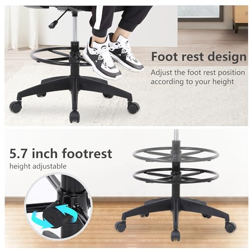 PayLessHere | Tall Drafting Chair | Black | with Lumbar Support